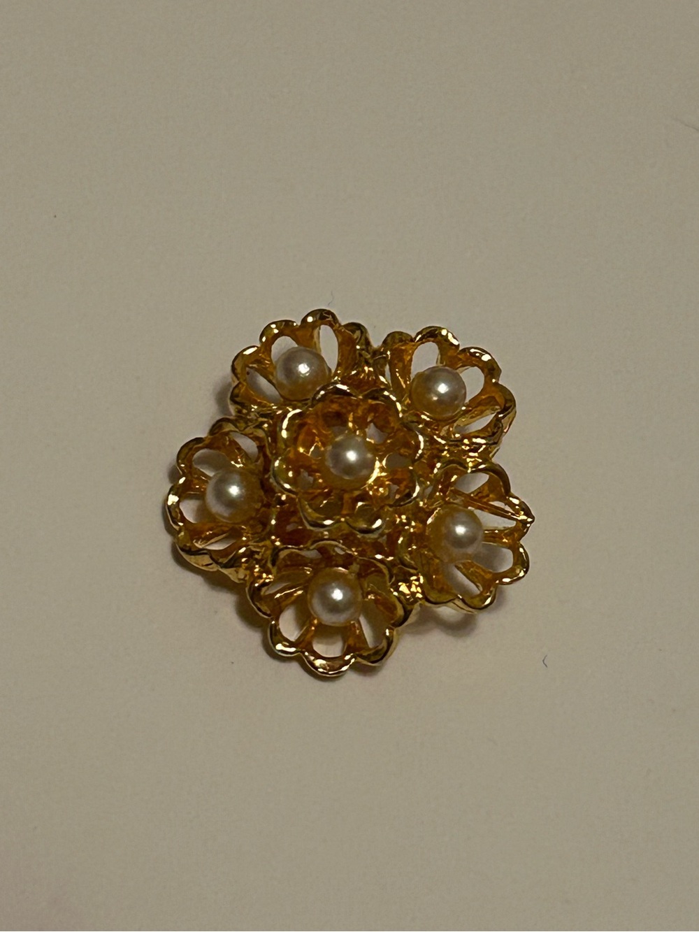 Gold Floral Pearl Cluster Brooch Charm without pin